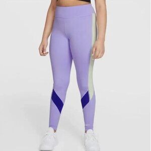 New NIKE ONE Dri-FitGirls Kids Purple Leggings (Youth Medium)